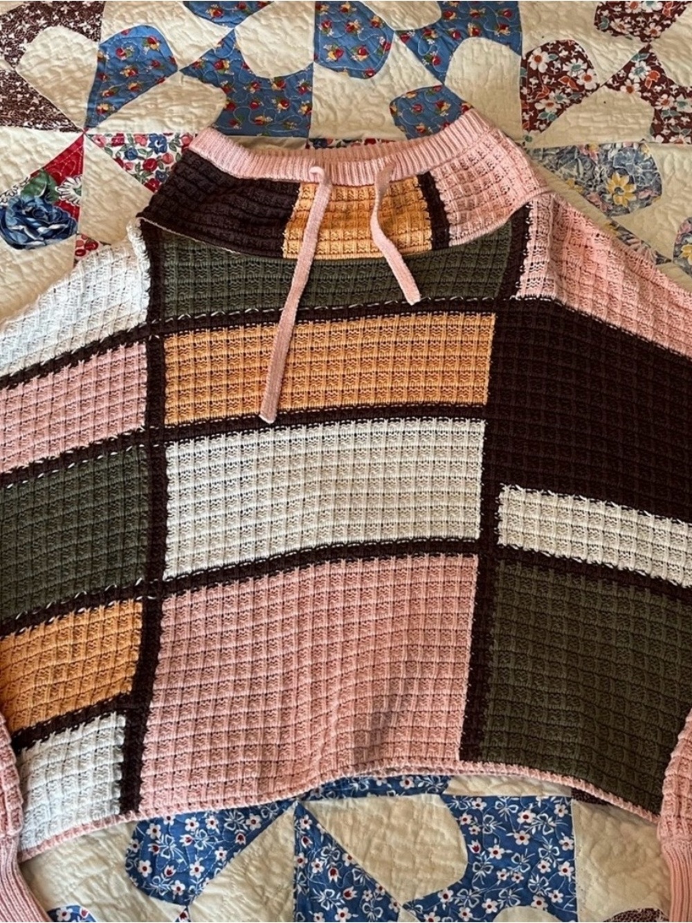 Gilded Intent Patchwork Knit Cropped Sweater from The Buckle—Large